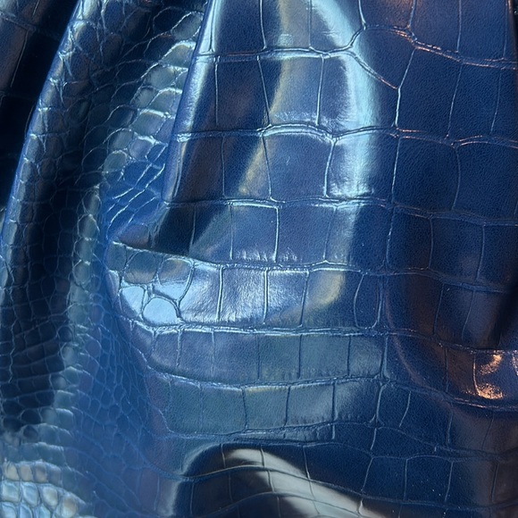 Anthropologie House of Want Blue Faux Crocodile Leather Clutch Shoulder Bag EUC - Picture 11 of 12